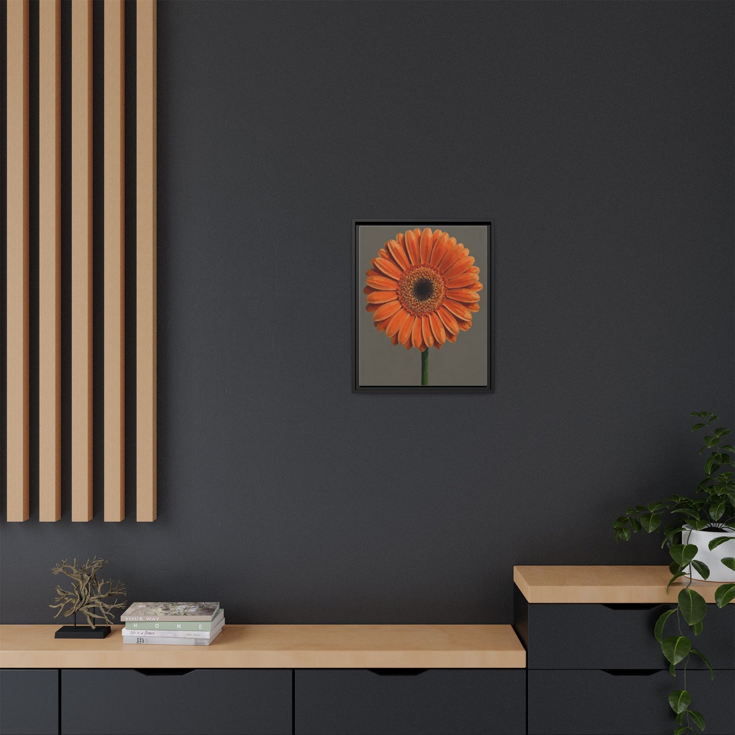 Orange Gerbera Daisy Matte Canvas Print (Framed)