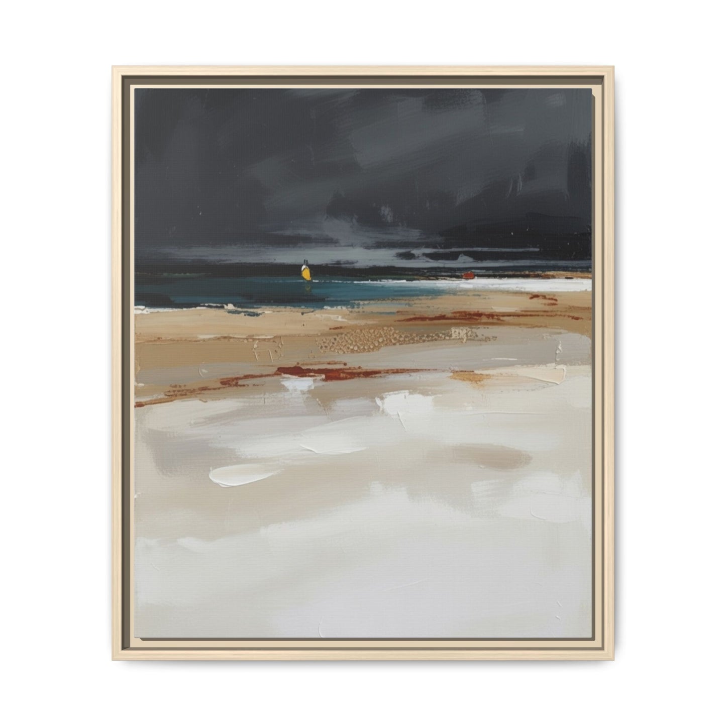Framed Matte Canvas Beachscape Art Print — Coastal Abstract Wall Decor
