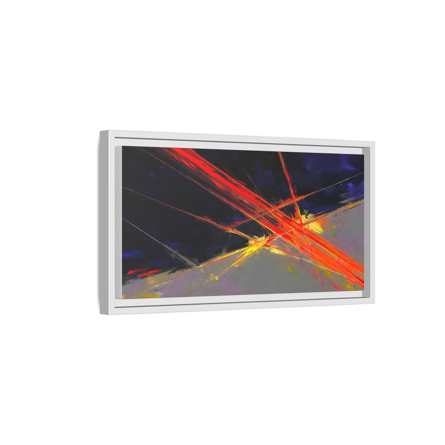 Abstract Red Streaks Framed Matte Canvas Art — Modern Multi‑Color Wall Decor