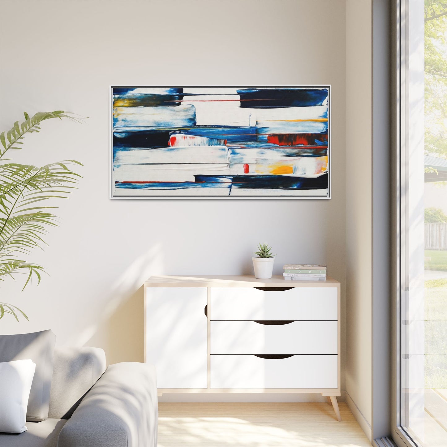 Abstract Coastal Brushstrokes Framed Canvas Print
