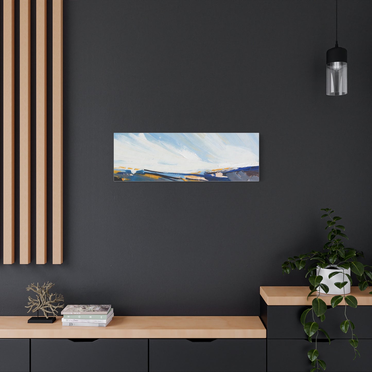 Abstract Coastal Landscape Canvas Print — Blue Sky Seascape Wall Art