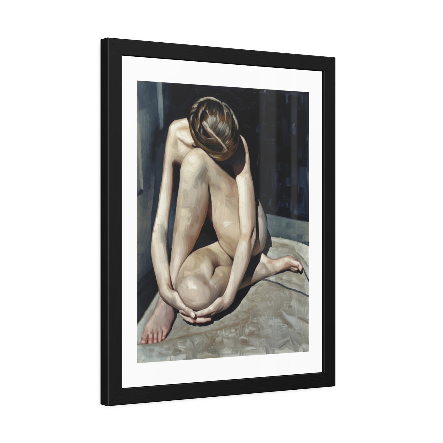 Framed Poster Contemplative Nude Figurative Art Print