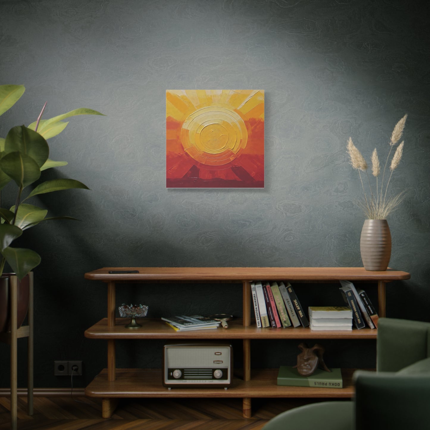 Abstract Sunrise Canvas Wall Art — Warm Sunrise Texture Matte Stretched Canvas