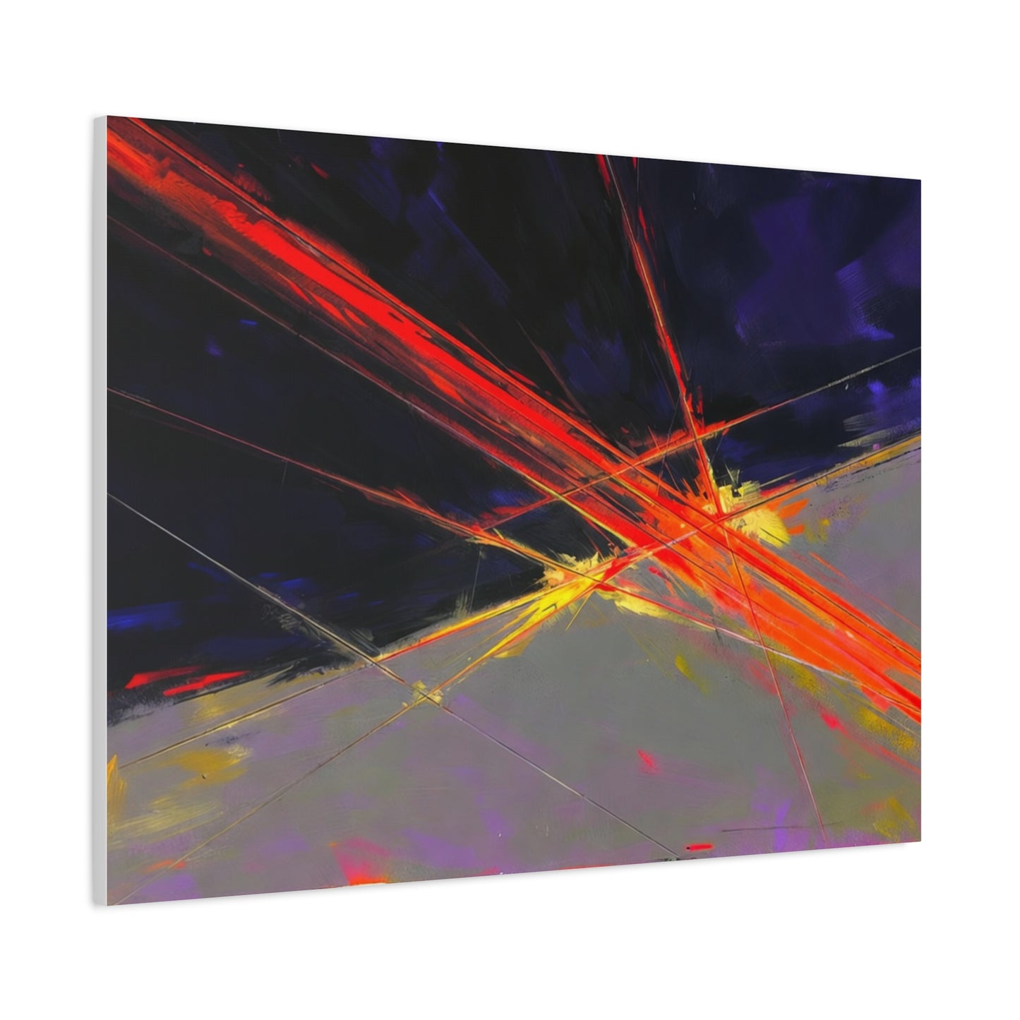 Abstract Red Streaks Matte Canvas Print — Modern Geometric Wall Art