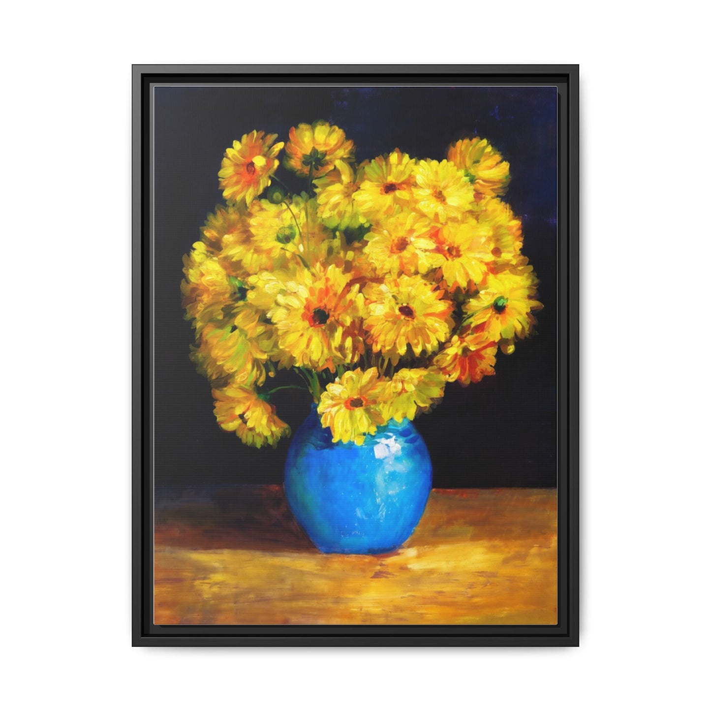 Yellow Daisy Bouquet Matte Canvas Framed Wall Art