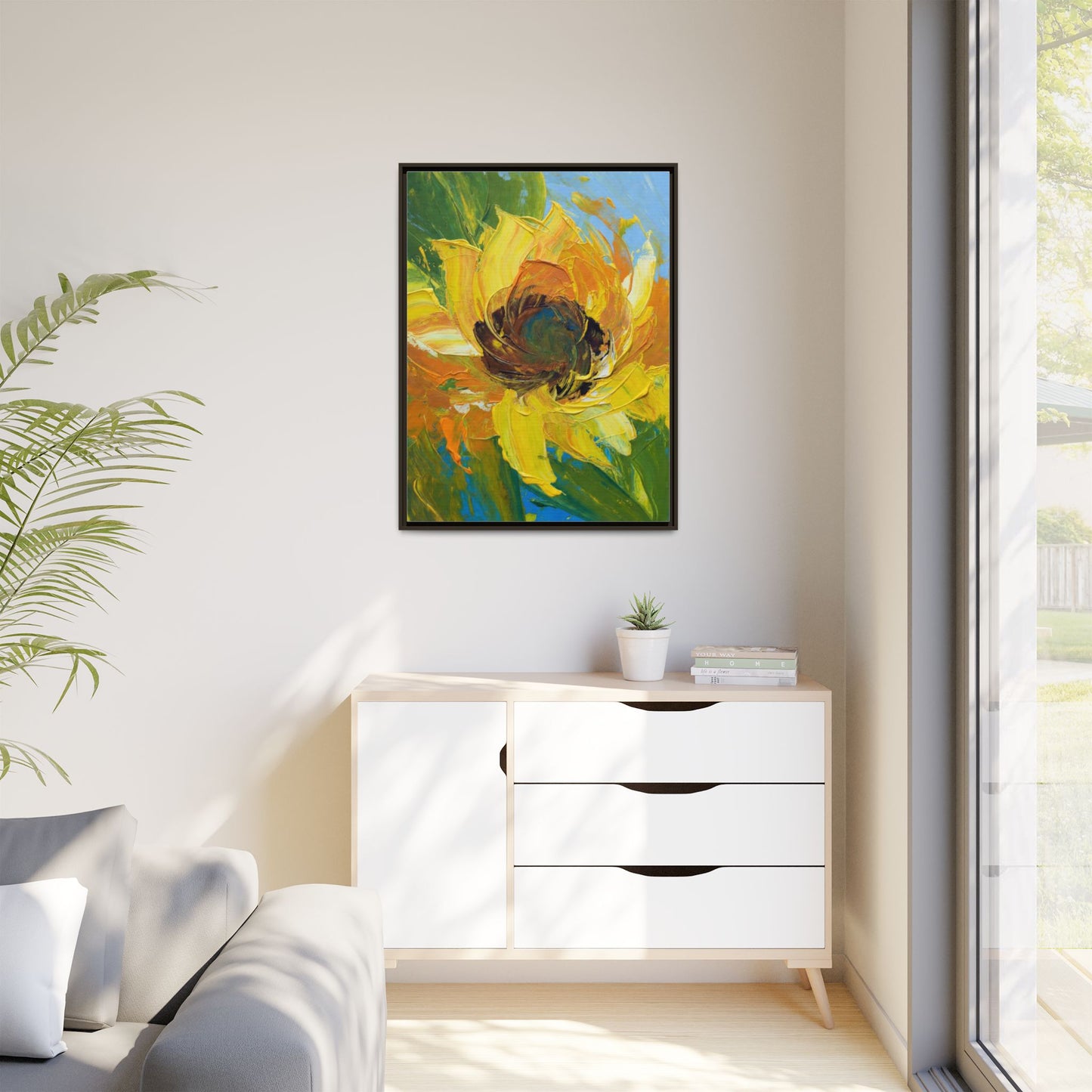 Framed Sunflower Abstract Matte Canvas Print