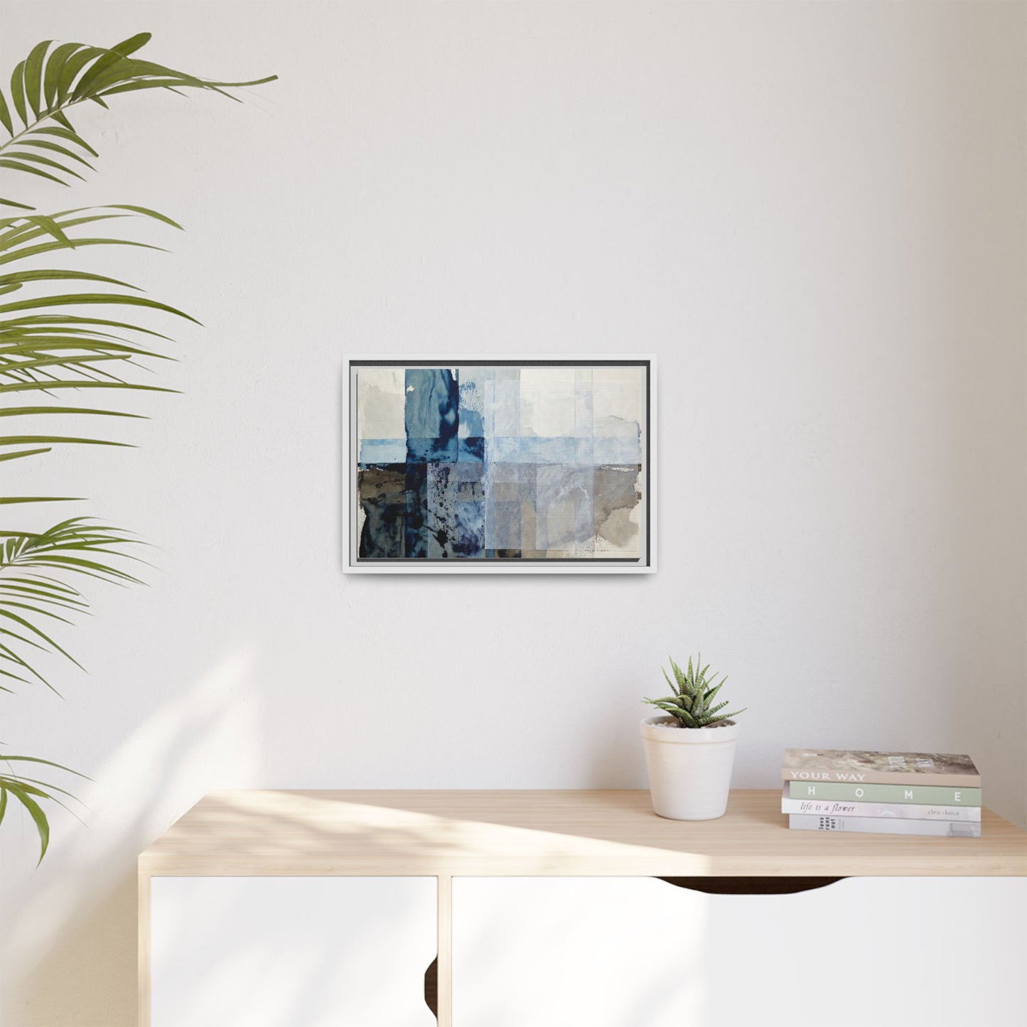 Abstract Coastal Blue Framed Canvas Art