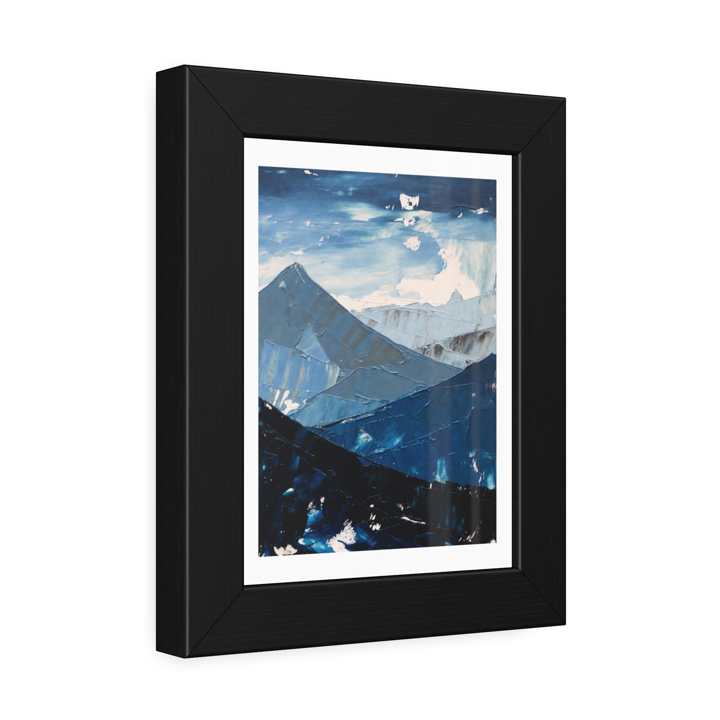 Blue Mountain Abstract Framed Poster — Scenic Wall Art Print