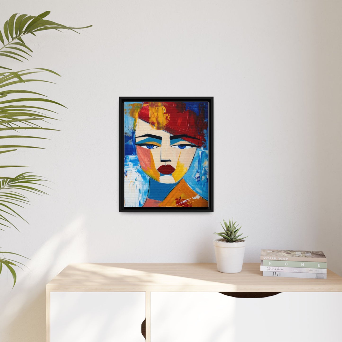 Abstract Colorful Portrait Framed Canvas Art
