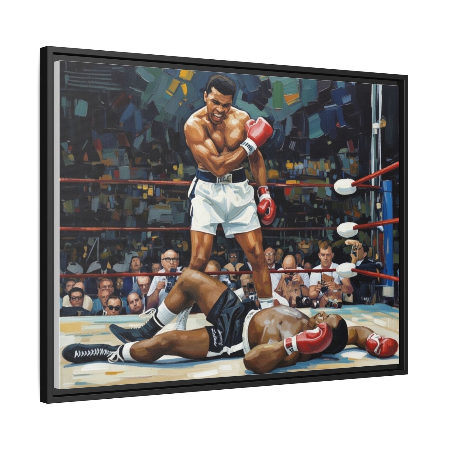Framed Boxing Ring Canvas Print — Muhammad Ali Iconic Knockout Sport Art
