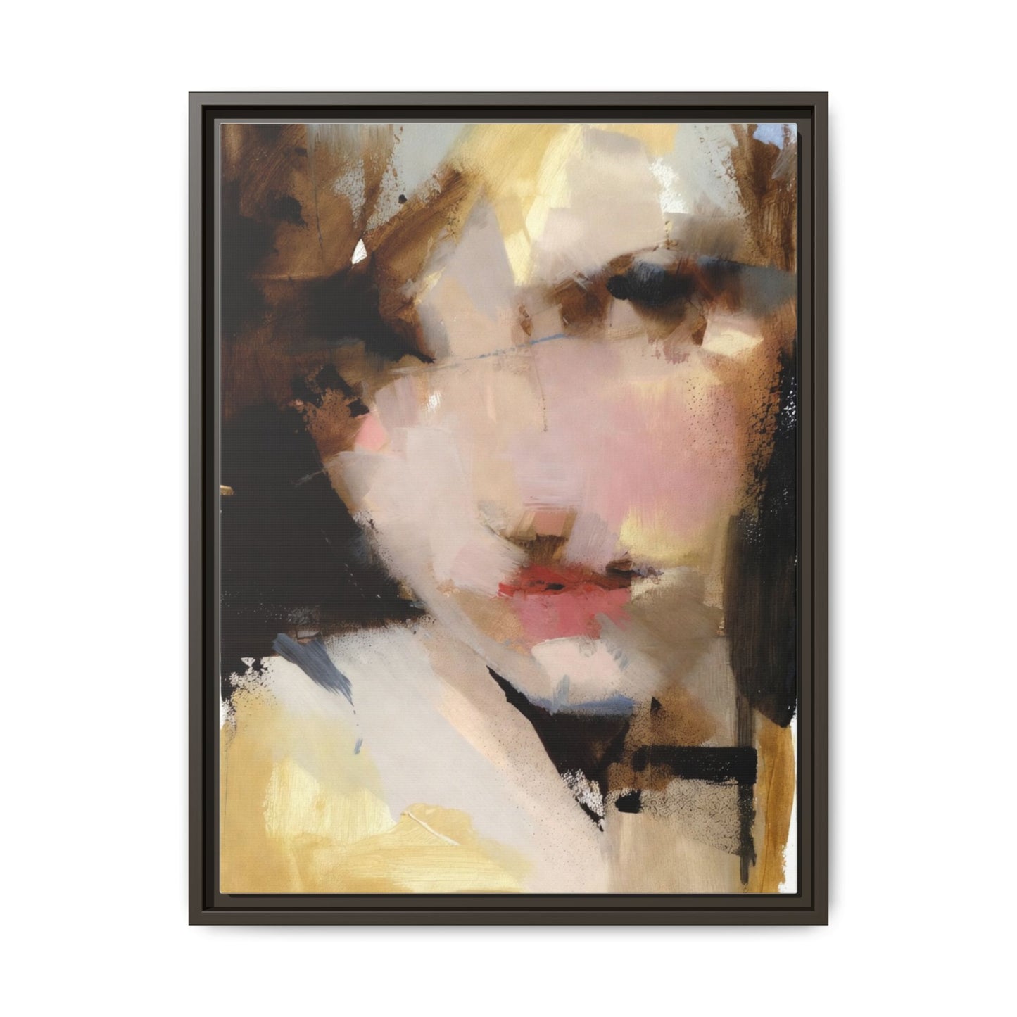 Abstract Portrait Matte Canvas Framed Print — Modern Feminine Wall Art