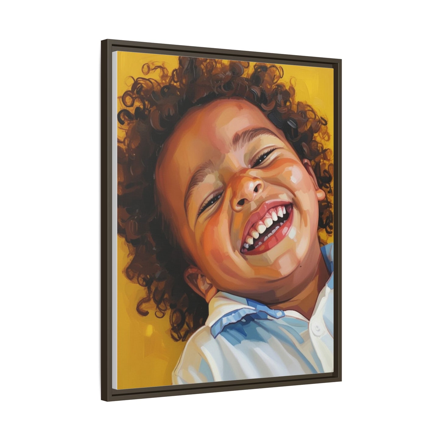 Framed Matte Canvas Print – Joyful Child Portrait, Colorful Nursery Wall Art