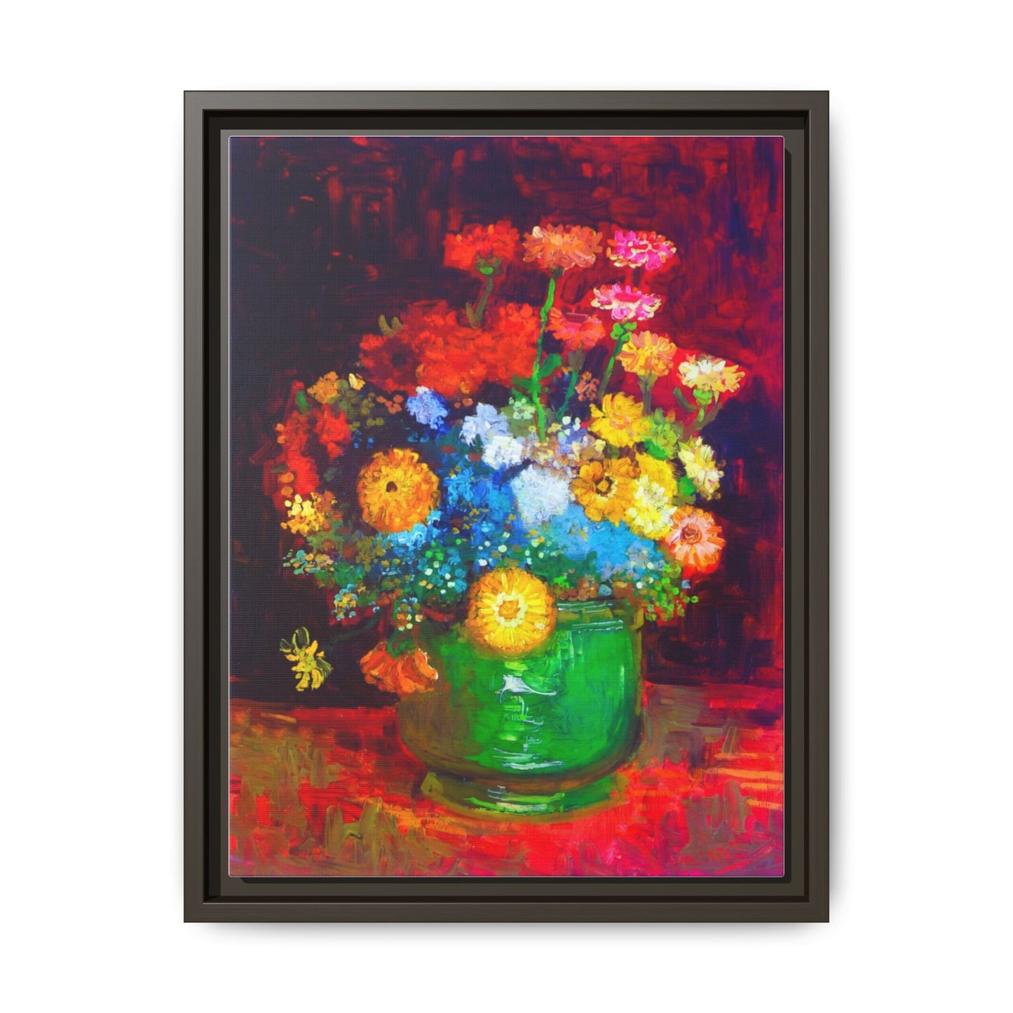 Framed Floral Canvas Print — Colorful Bouquet Wall Art