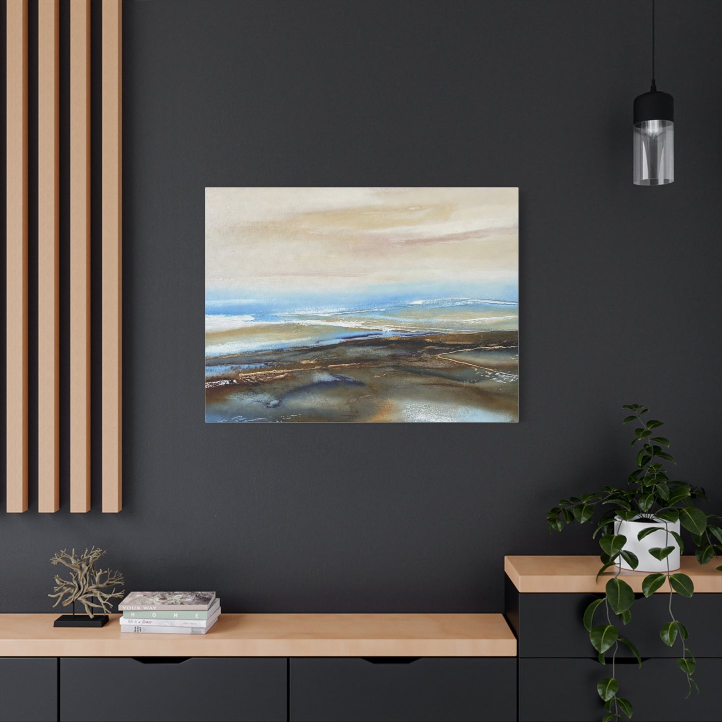 Coastal Abstract Matte Canvas Wall Art — Serene Ocean Horizon Stretch