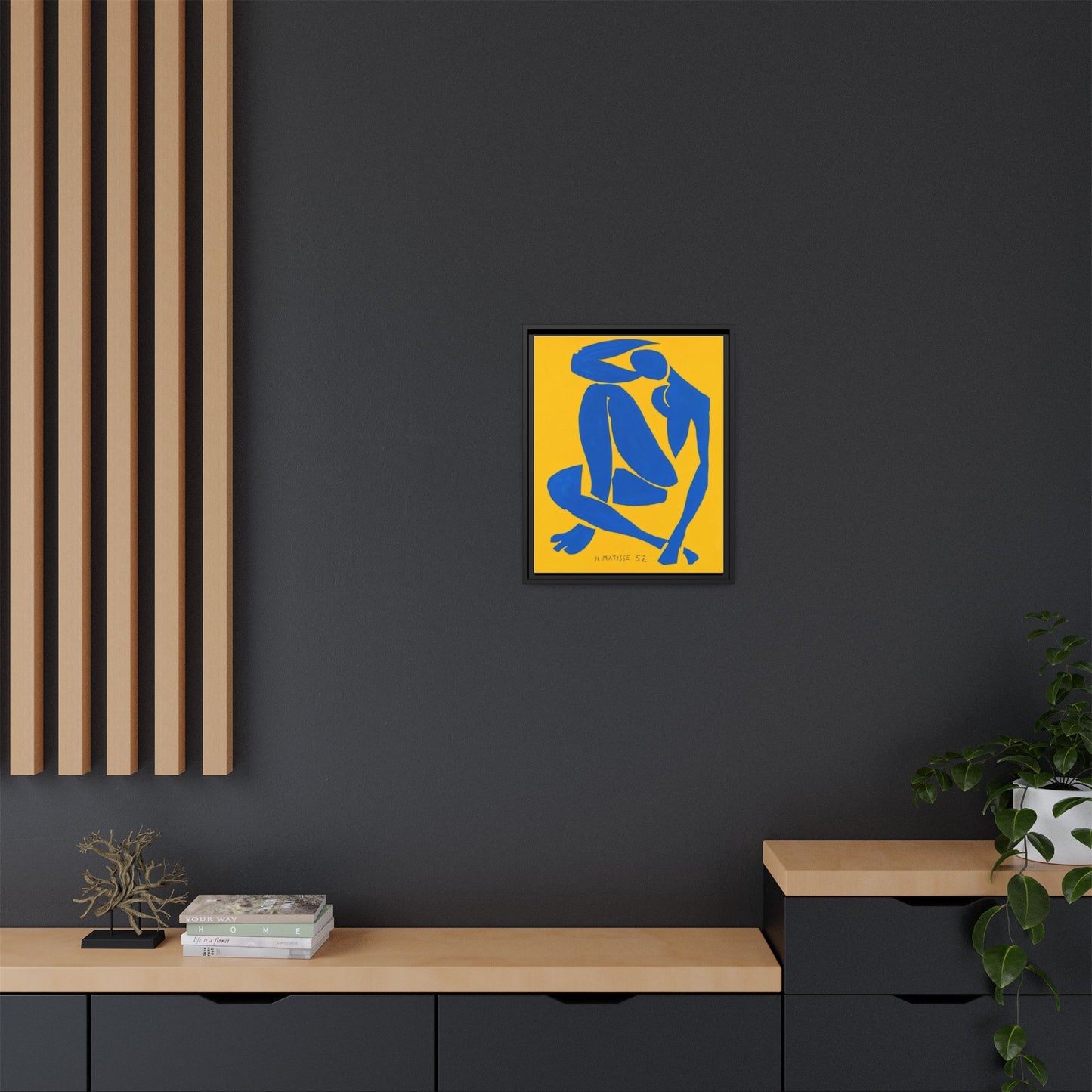 Abstract Blue Nude Matte Canvas Wall Art, Framed