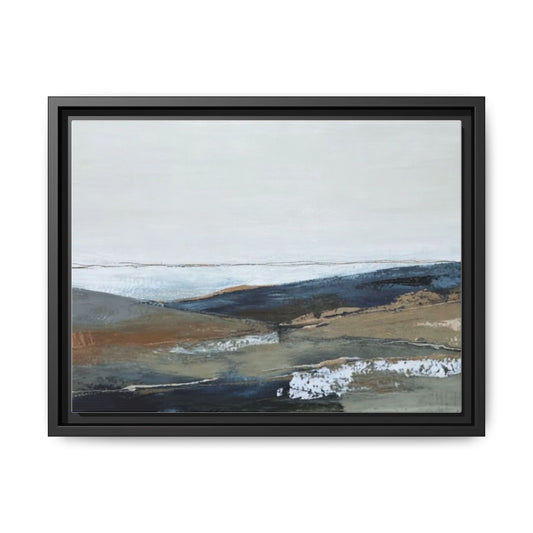 Framed Matte Canvas Wall Art — Serene Coastal Abstract Landscape