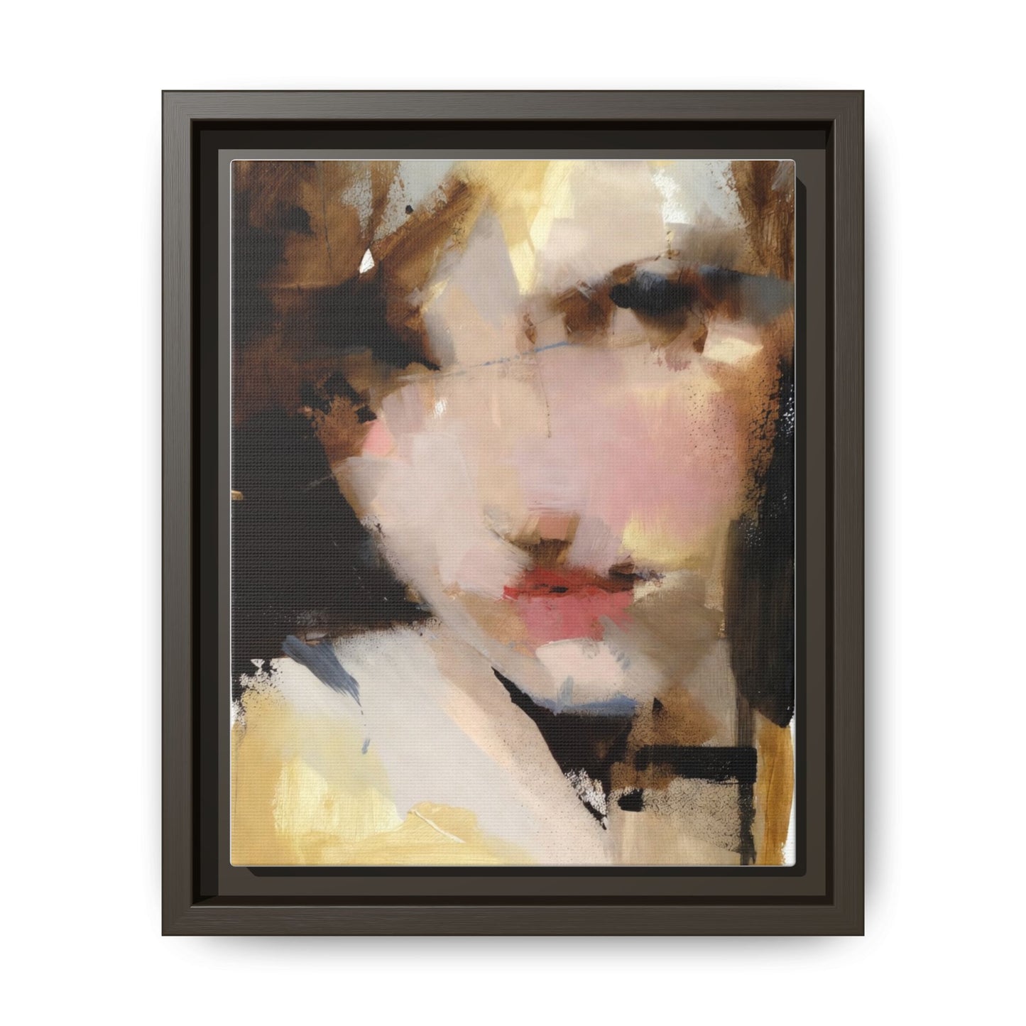 Abstract Portrait Matte Canvas Framed Print — Modern Feminine Wall Art