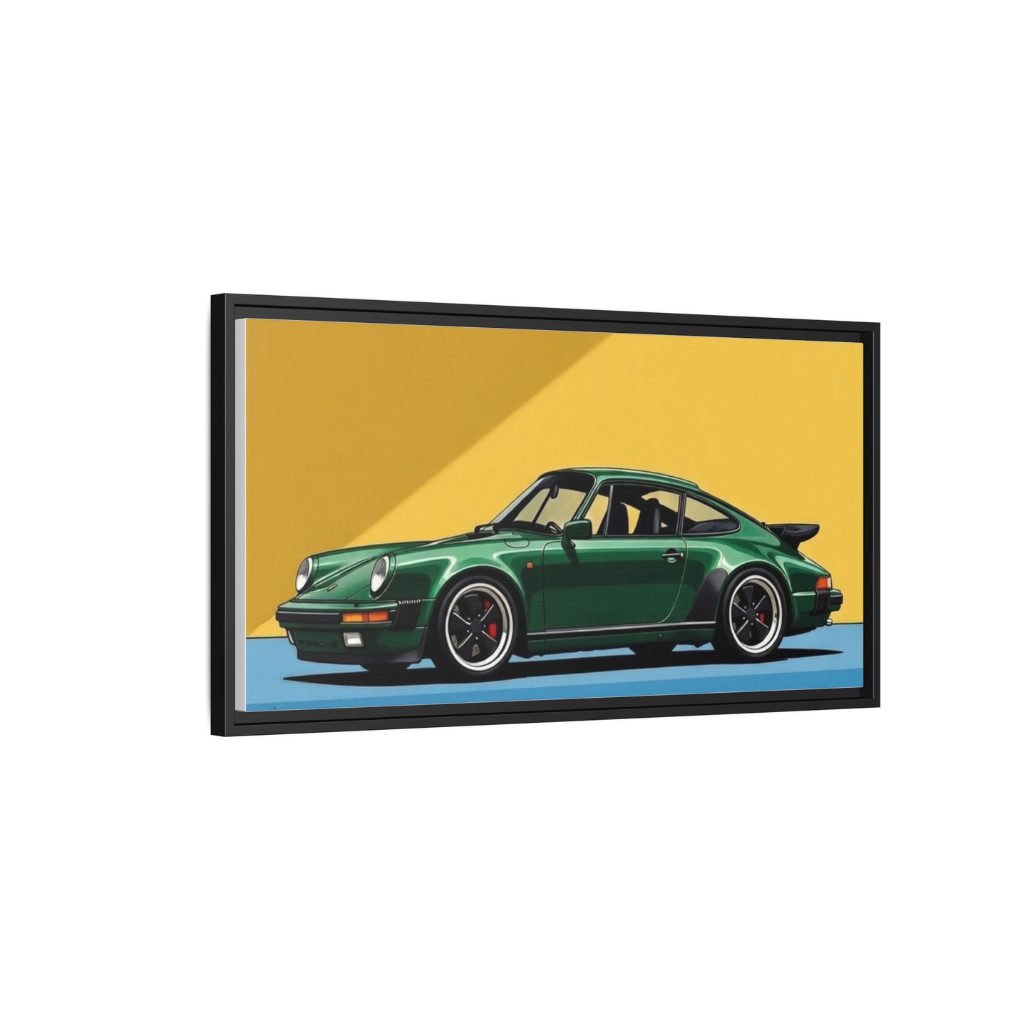 Framed Matte Canvas — Green Sports Car Wall Art