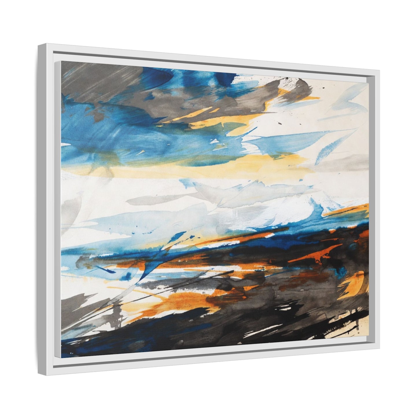 Abstract Coastal Waves Matte Canvas Framed Wall Art