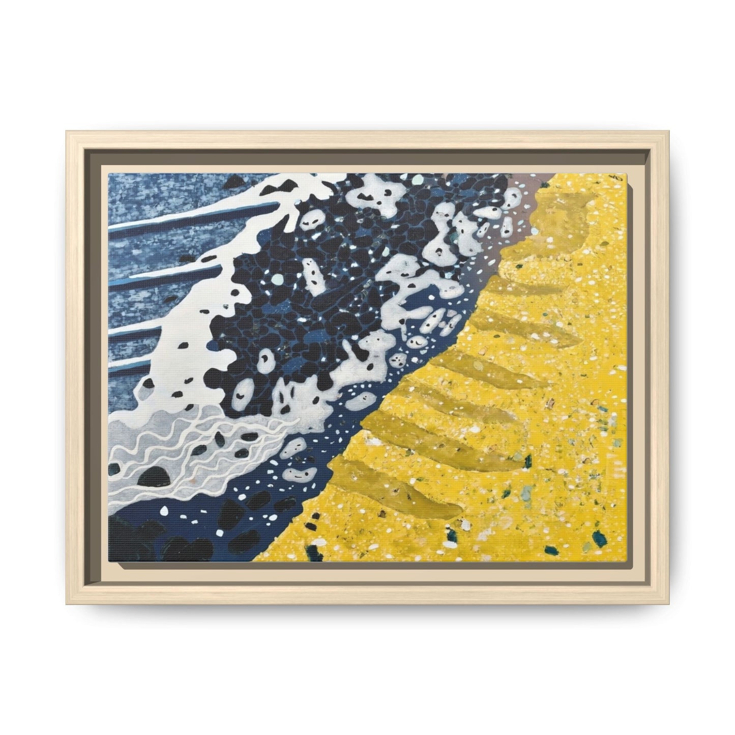Framed Abstract Ocean & Sand Matte Canvas Print