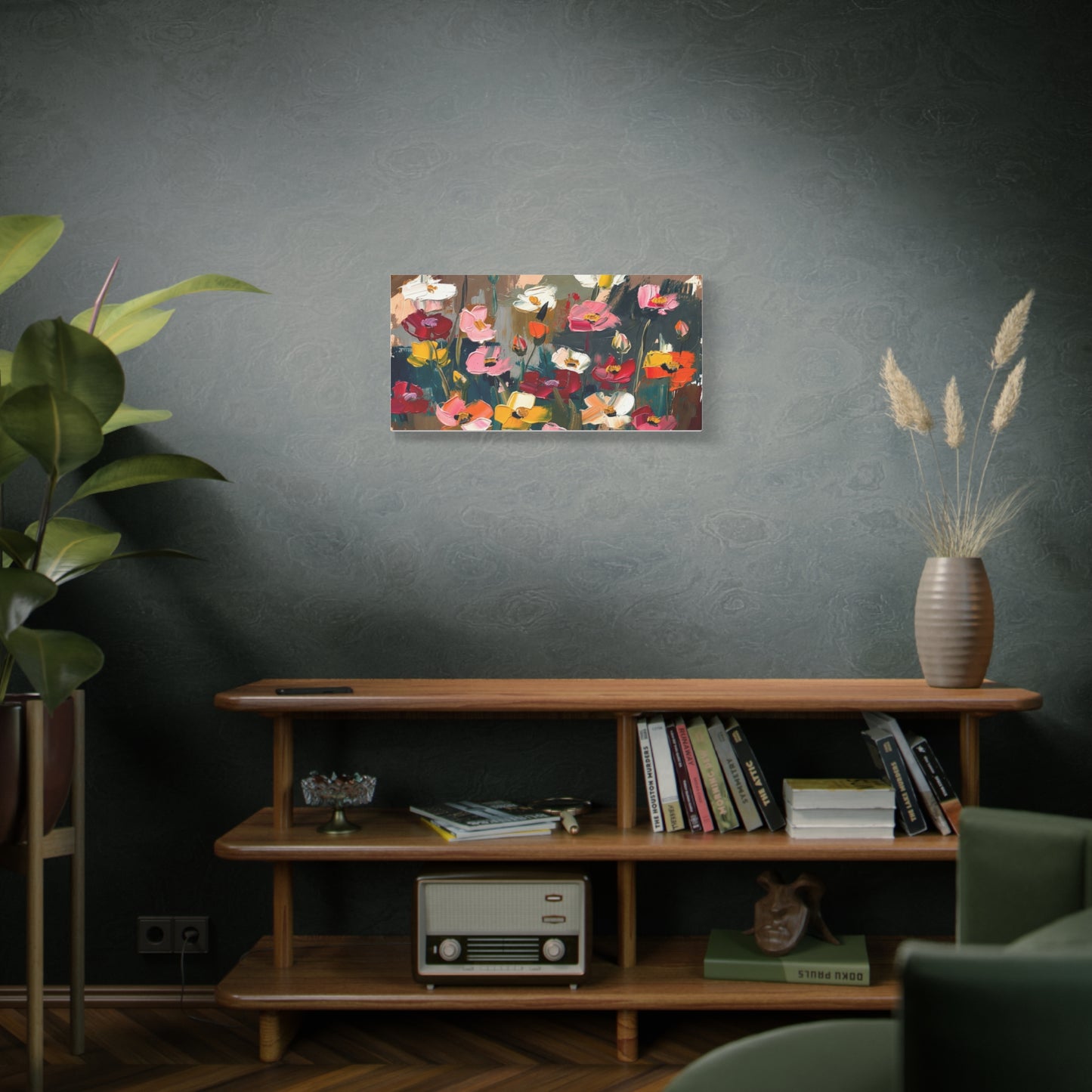 Abstract Floral Canvas Wall Art — Colorful Poppies Matte Stretched Print