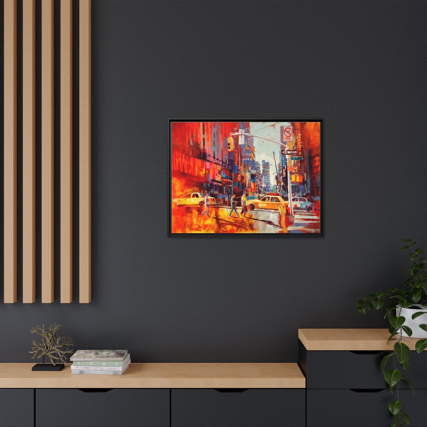 New York 7th AV attributed to Voke Framed Matte Canvas – Art Print