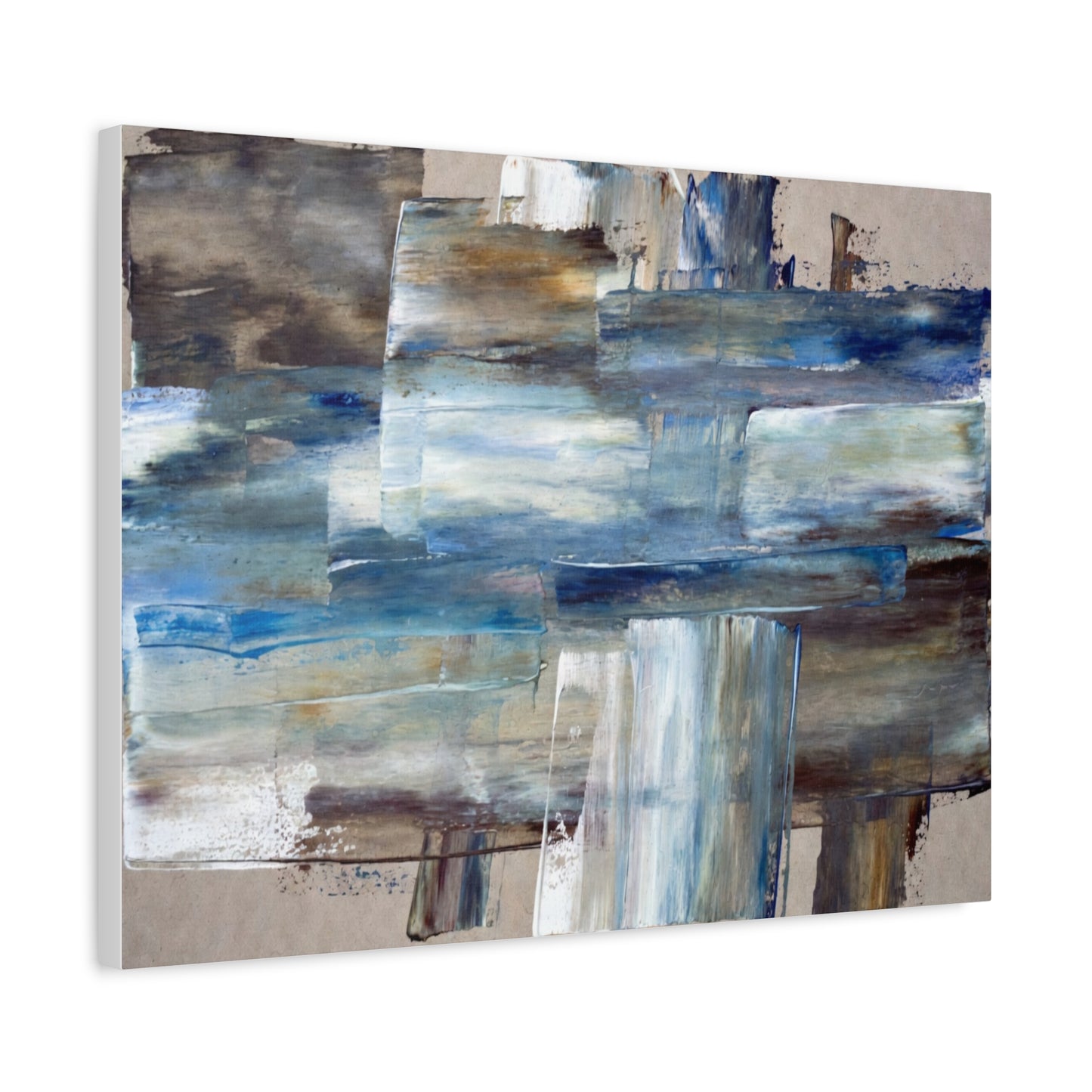 Abstract Blue Waterfall Matte Canvas Wall Art, Stretched 1.25"