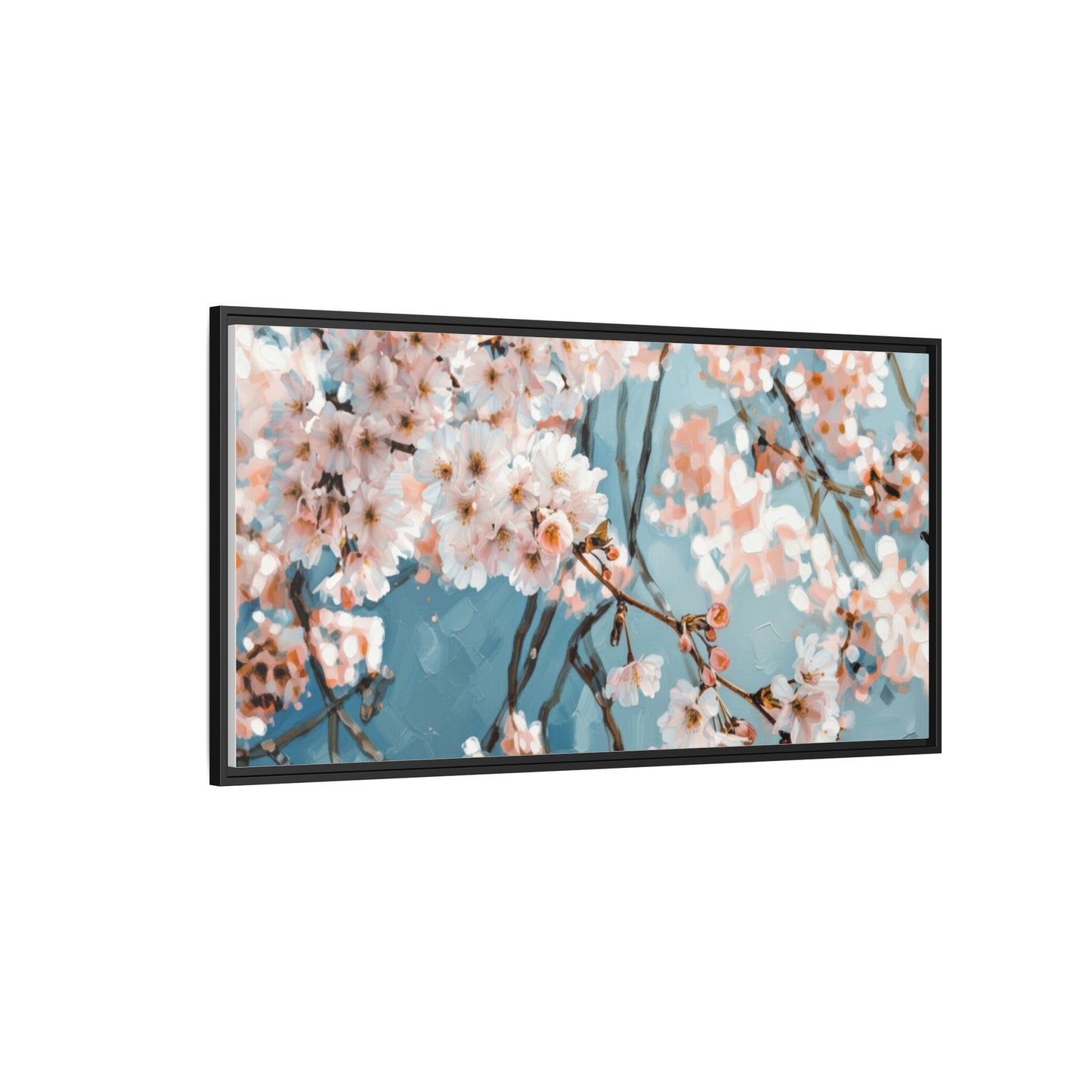 Framed Cherry Blossom Matte Canvas Print — Soft Pink Floral Wall Art
