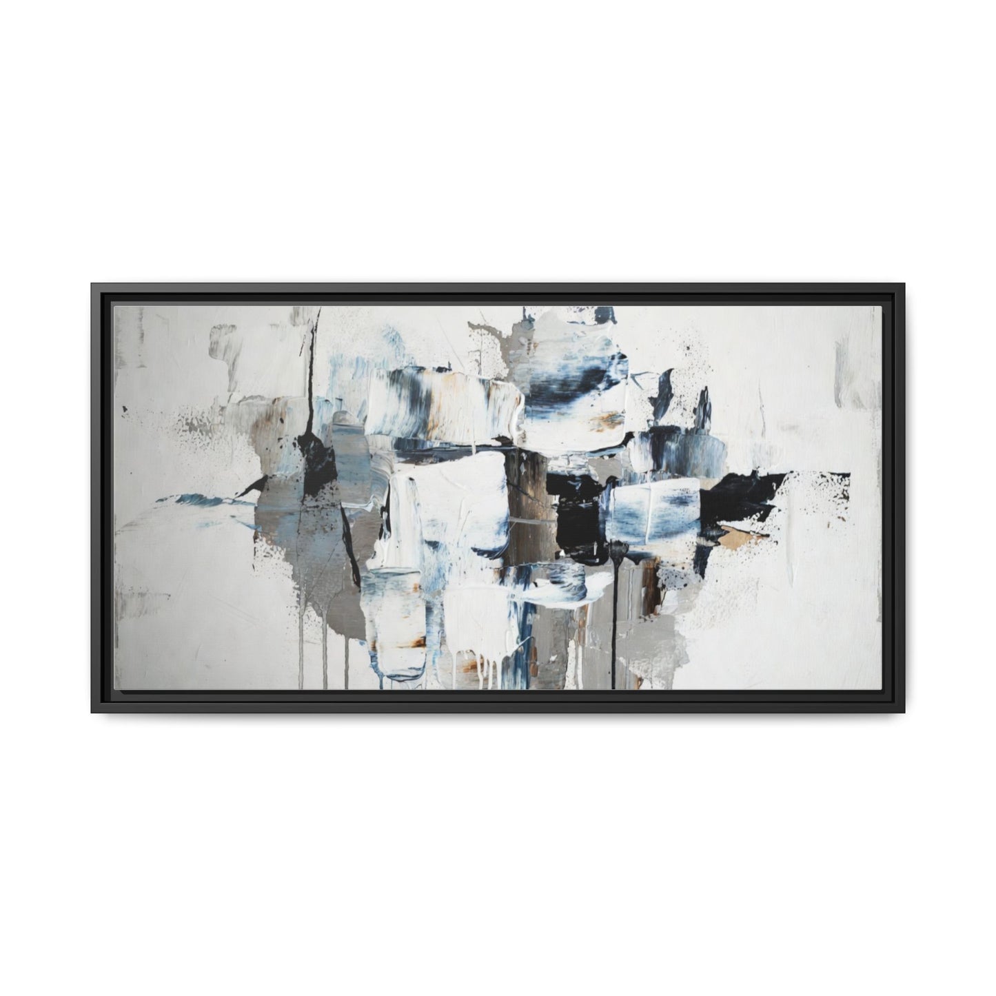 Framed Abstract Canvas Art — Blue Neutral Modern Wall Print