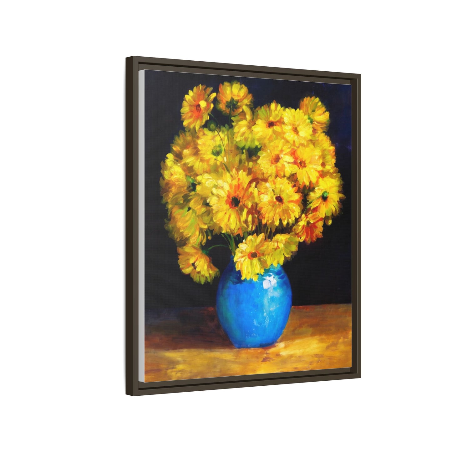 Yellow Daisy Bouquet Matte Canvas Framed Wall Art