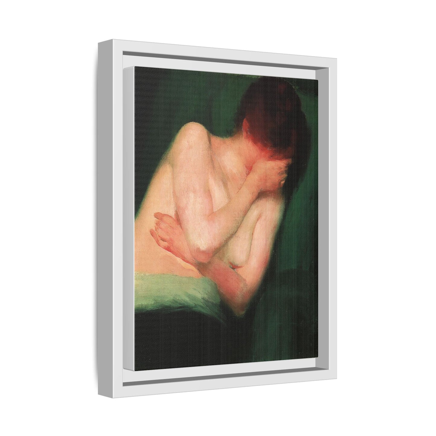 Female Nude by János Vaszary Framed Matte Canvas Wall Art Print