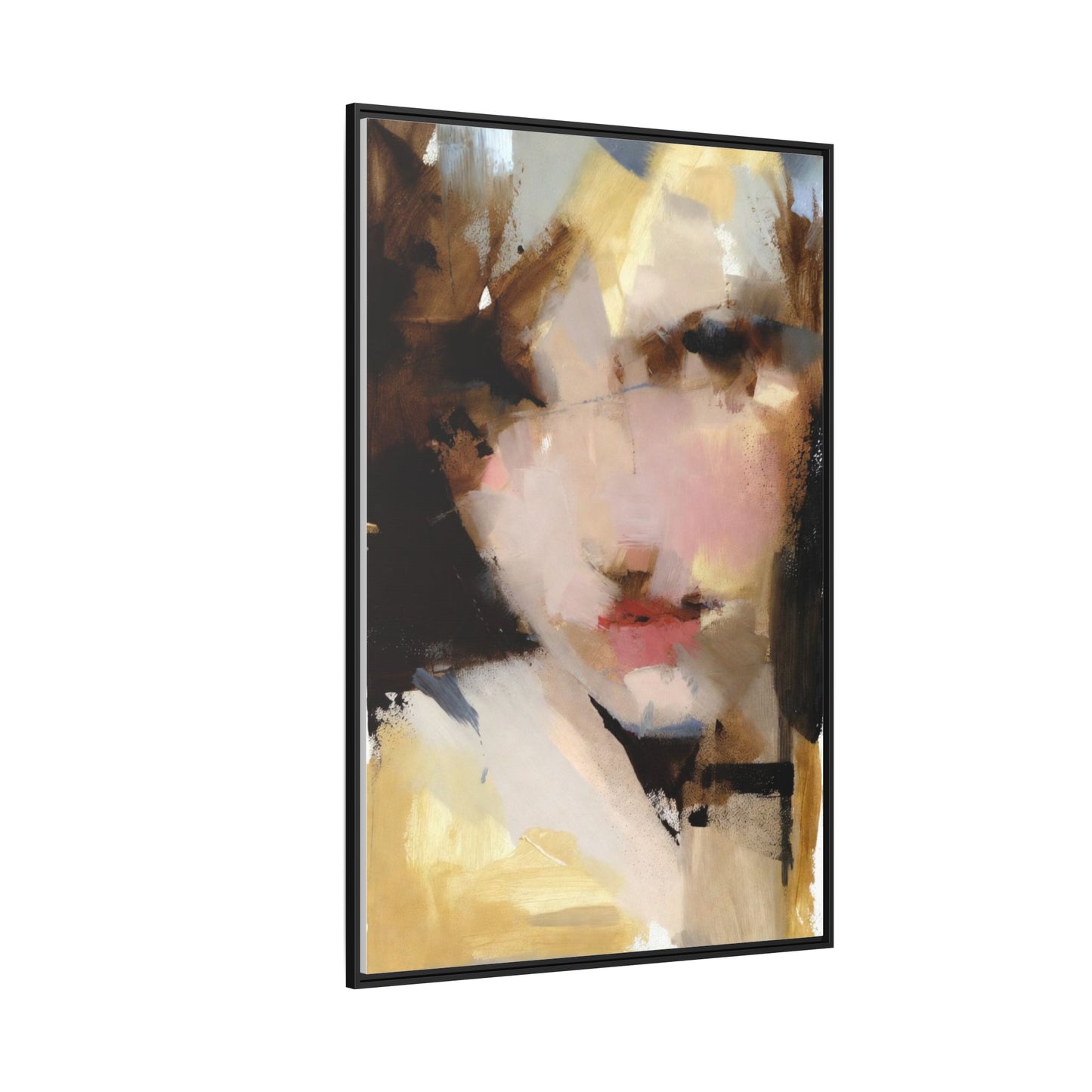 Abstract Portrait Matte Canvas Framed Print — Modern Feminine Wall Art