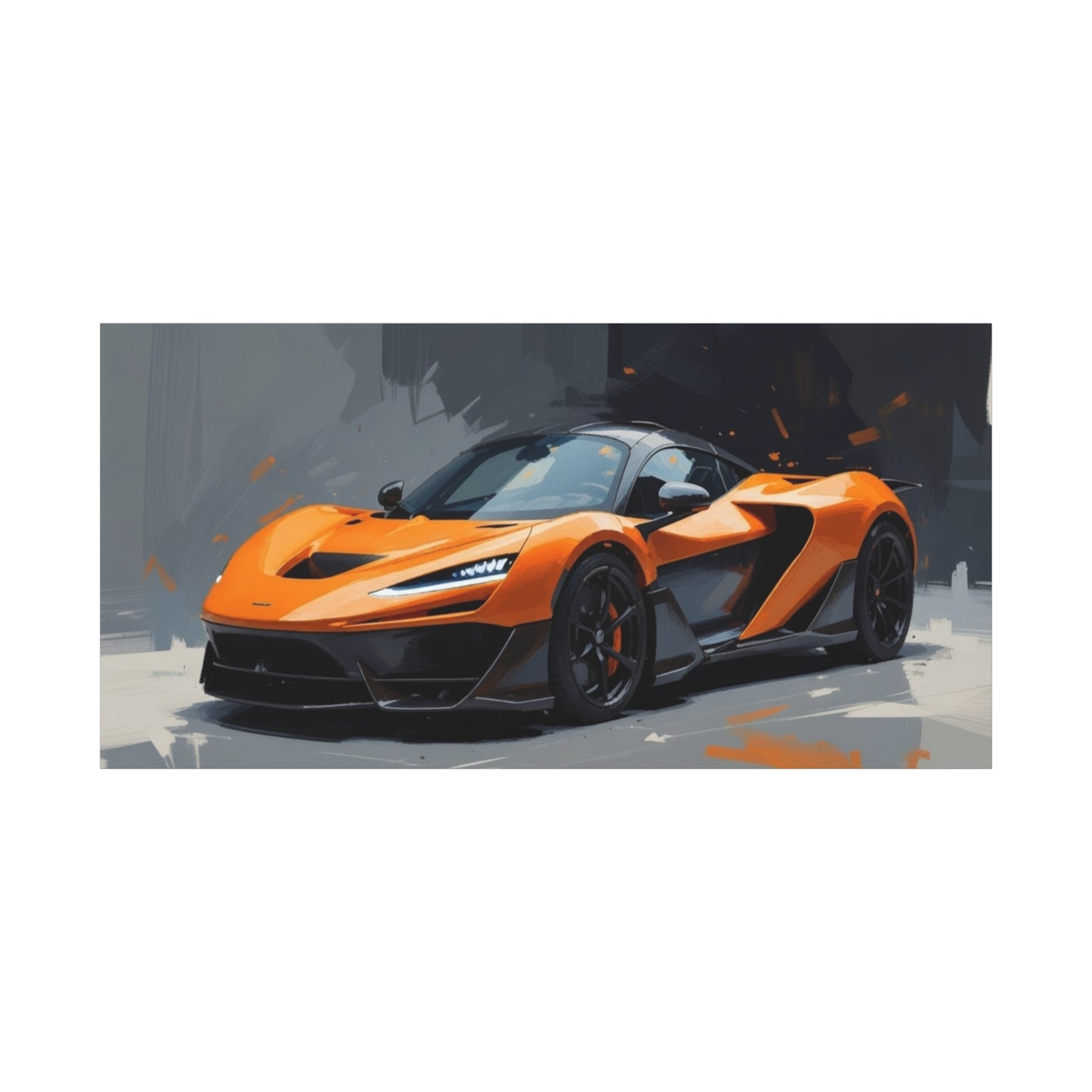 Orange Supercar Matte Canvas Wall Art – Stretched 1.25" Sports Car Print