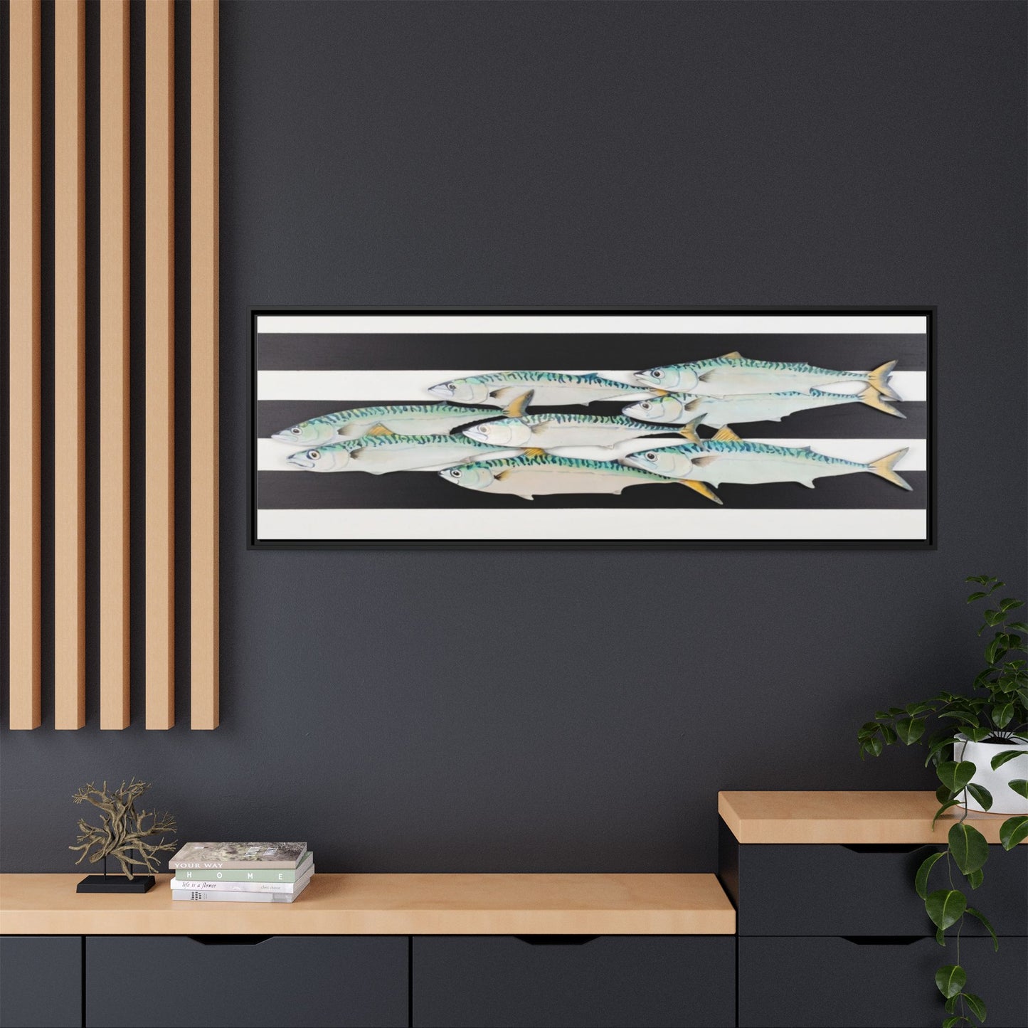 Striped Mackerel Canvas Print — Framed Matte Fish Wall Art