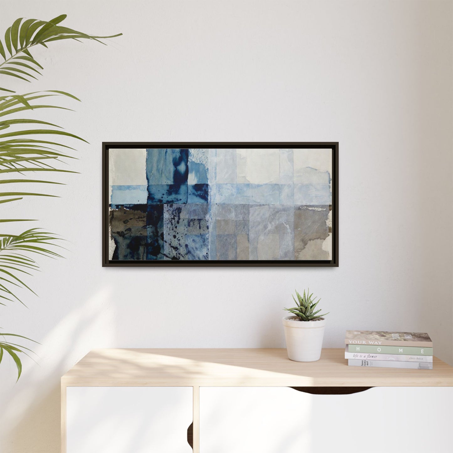 Abstract Coastal Blue Framed Canvas Art