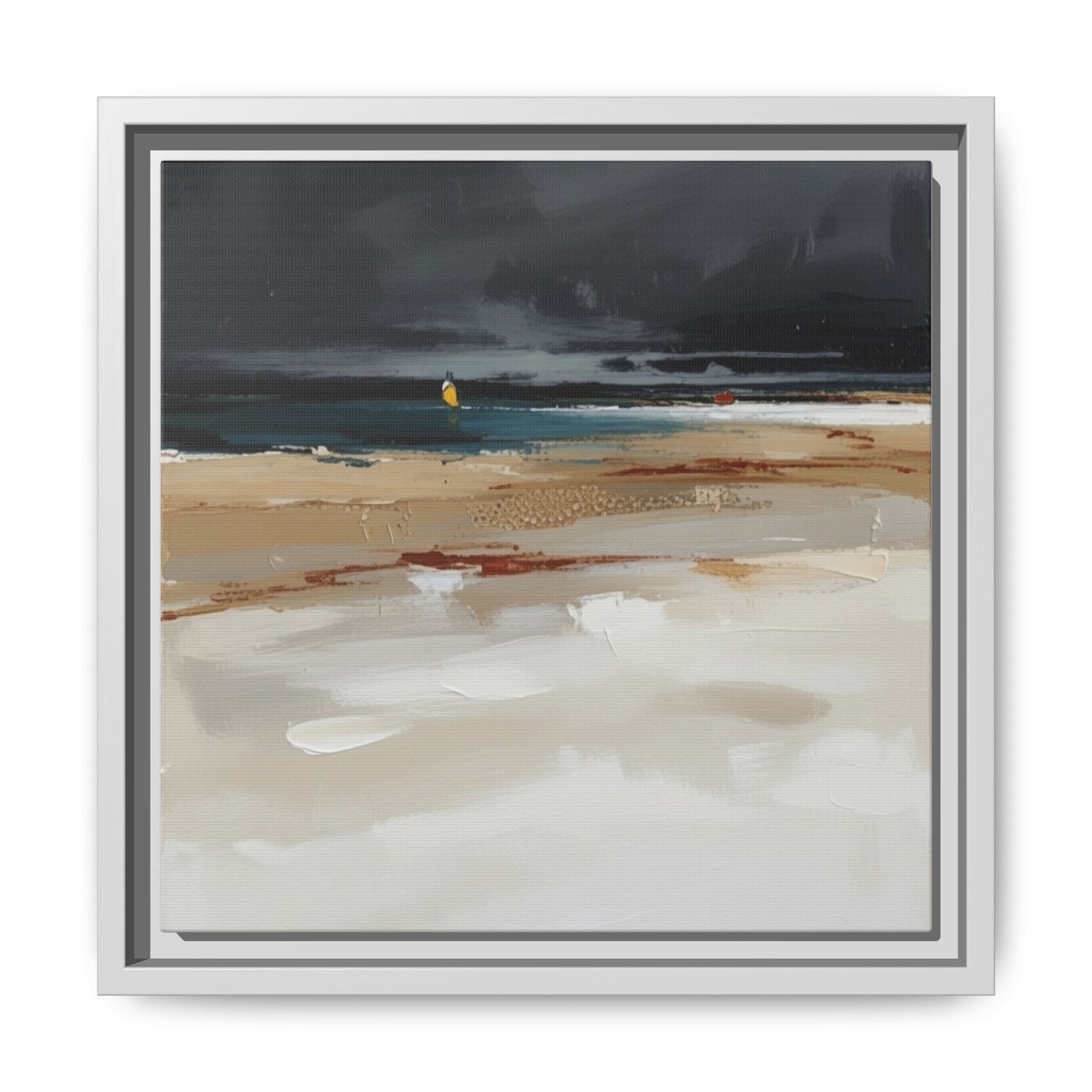 Framed Matte Canvas Beachscape Art Print — Coastal Abstract Wall Decor