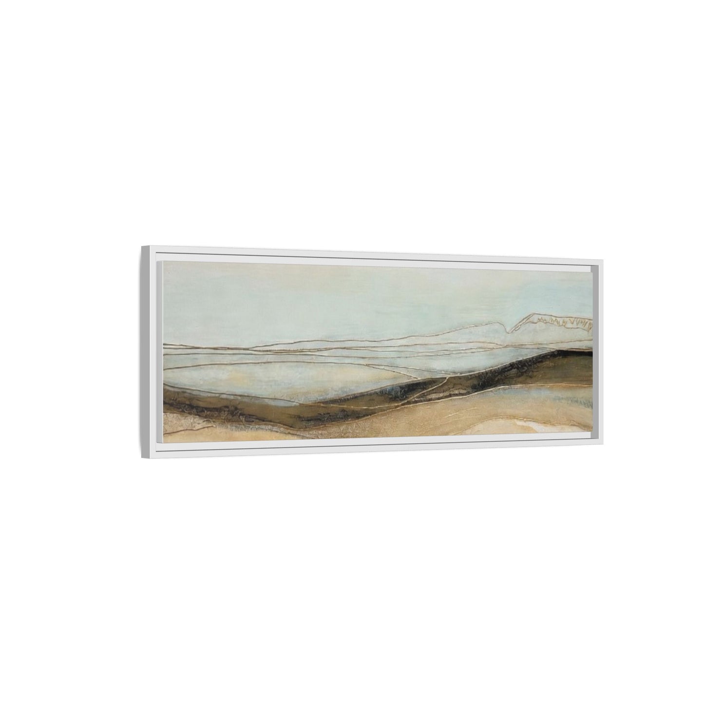 Framed Matte Canvas Wall Art — Neutral Abstract Landscape in Soft Blues & Earth Tones