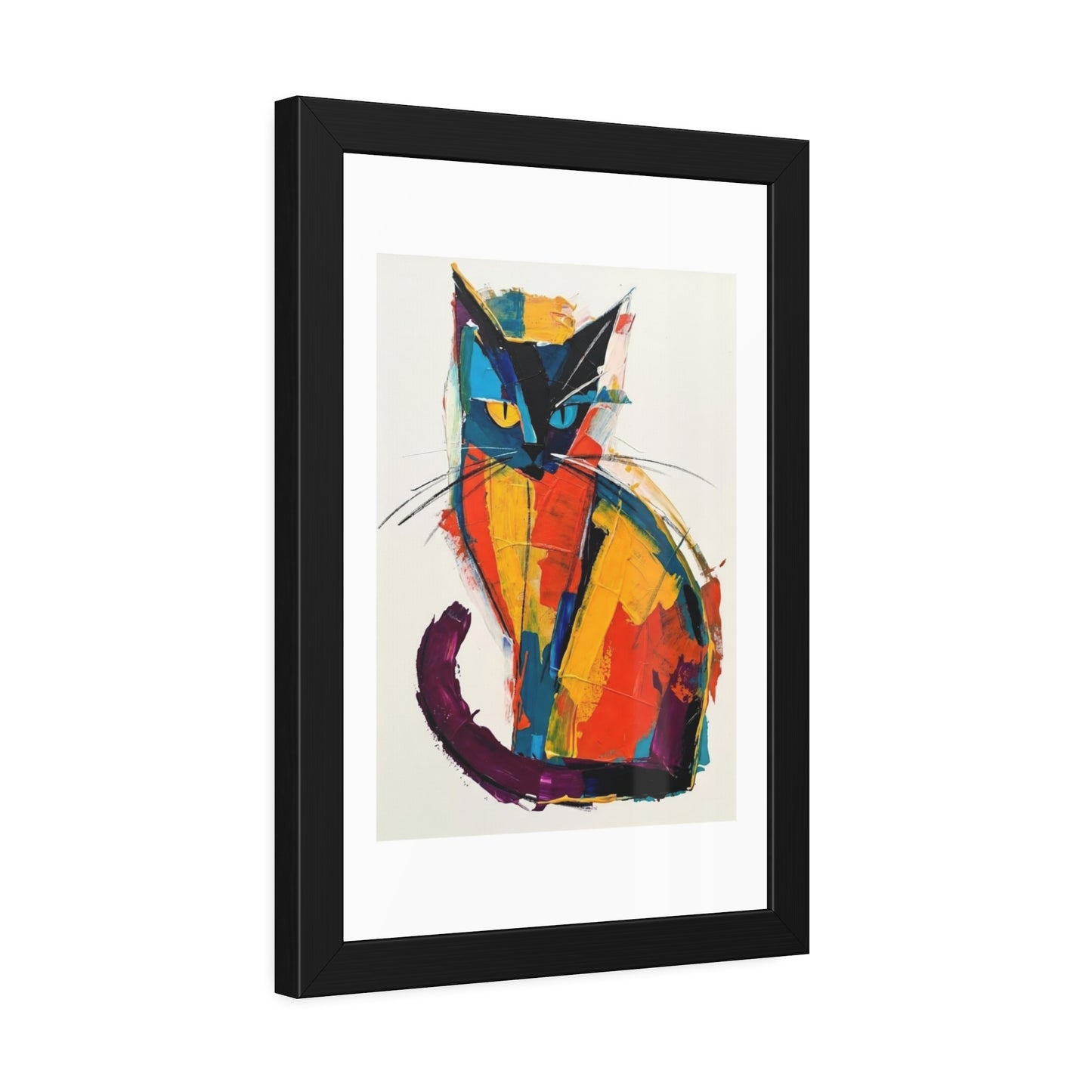 Colorful Abstract Cat Framed Poster