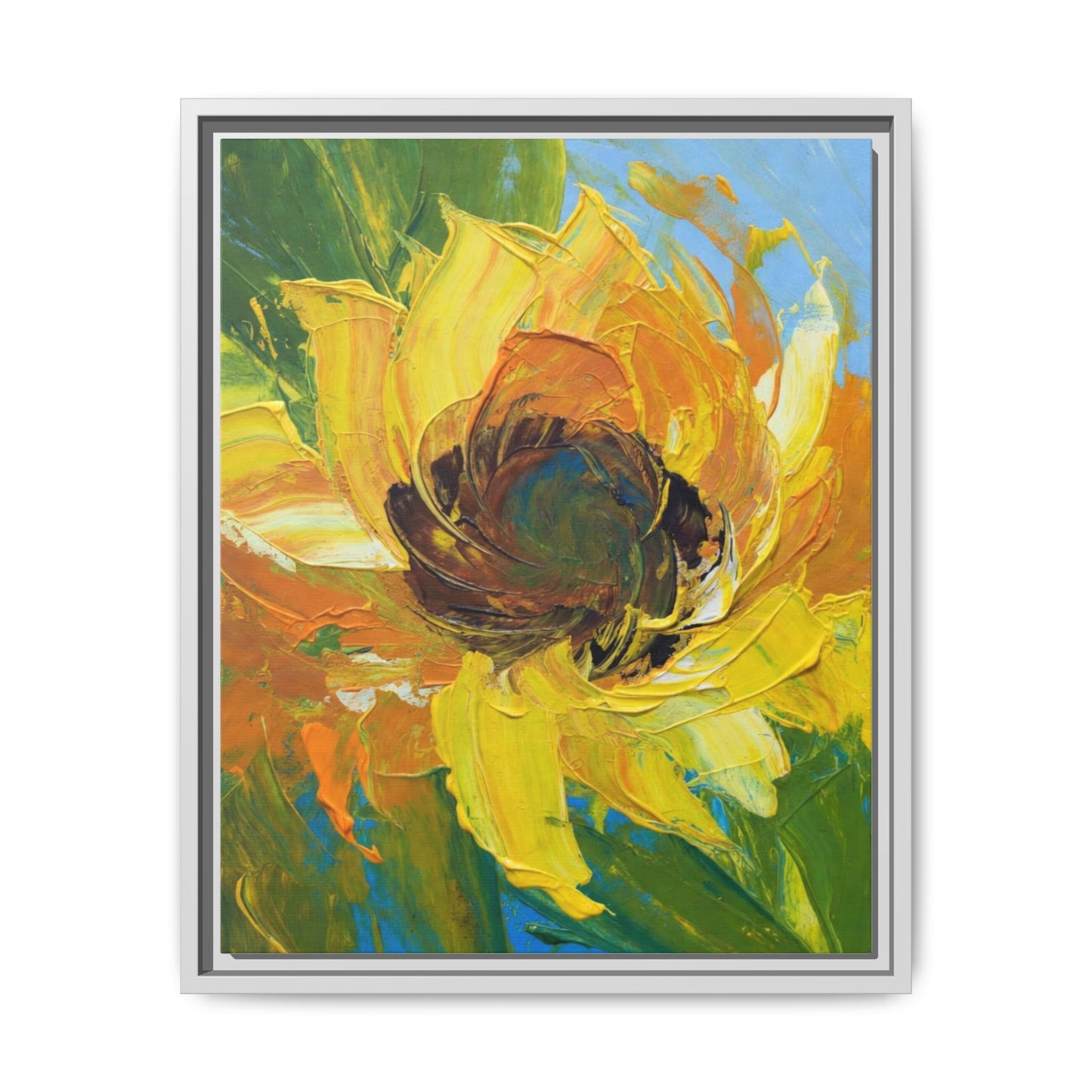 Framed Sunflower Abstract Matte Canvas Print