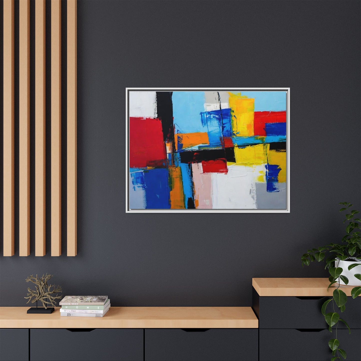 Abstract Color Block Matte Canvas Framed Wall Art