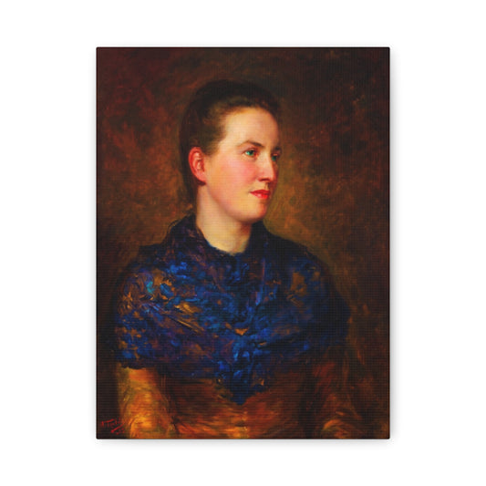 Portrait Canvas Print — Vintage Woman Oil Painting on Stretched Matte Canvas