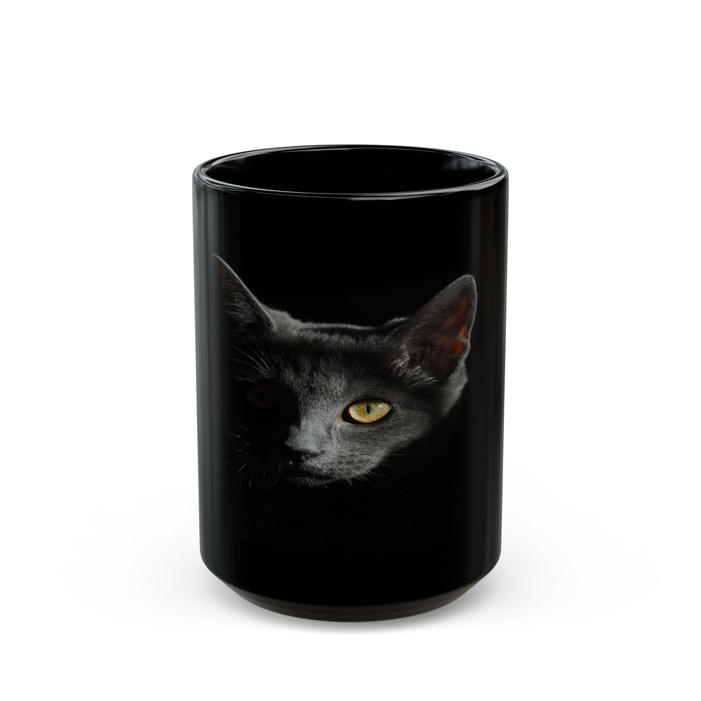 Black Cat Portrait Mug — Gothic Coffee Cup for Cat Lovers (11oz/15oz)