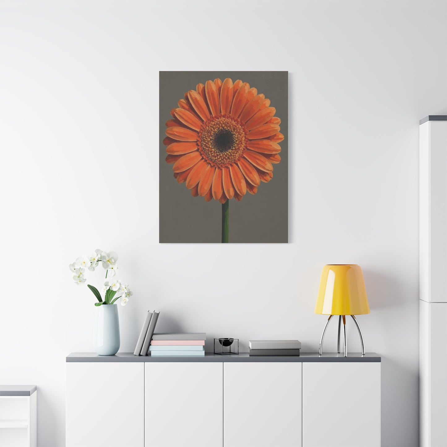 Orange Gerbera Flower Matte Canvas Print — Stretched Wall Art