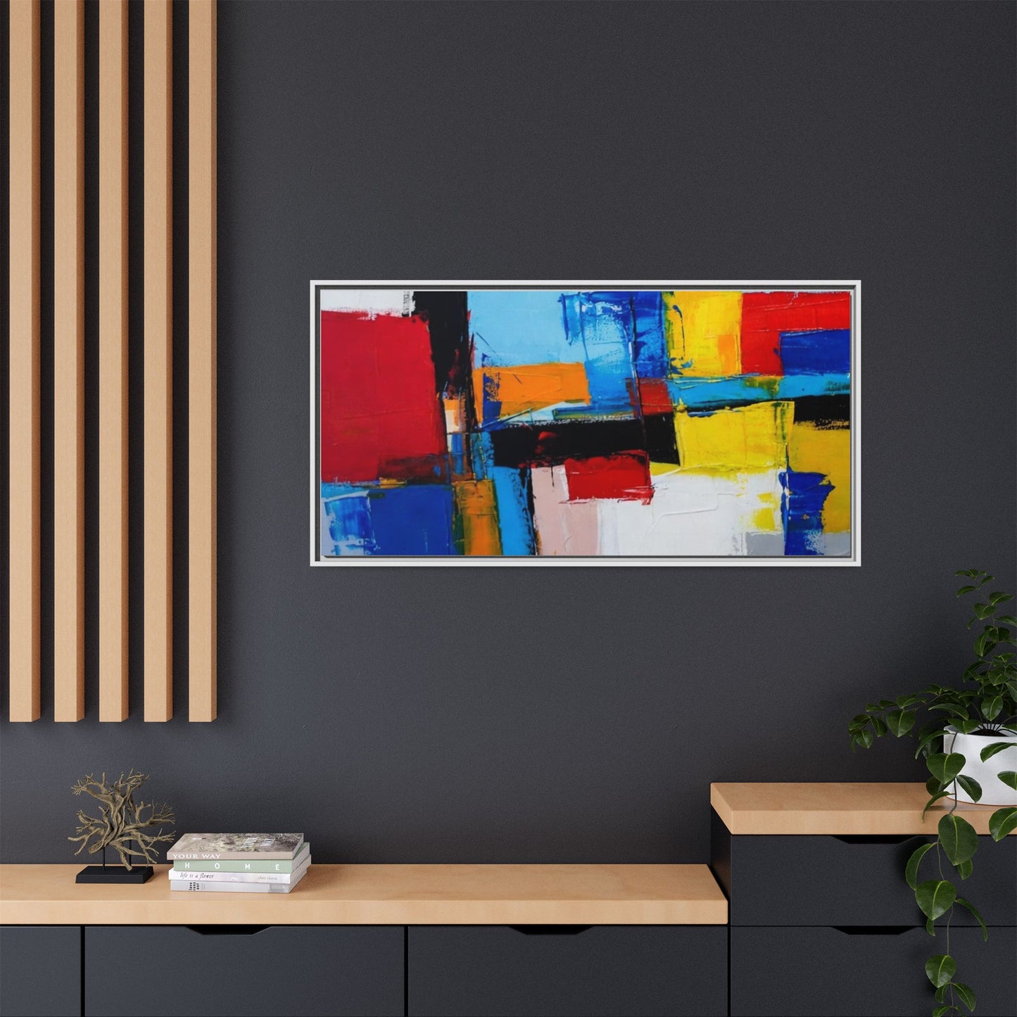 Abstract Color Block Matte Canvas Framed Wall Art