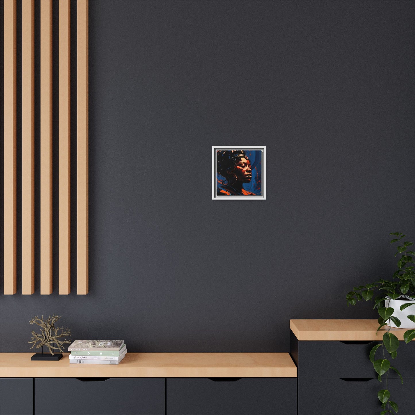 Framed Matte Canvas Art - Vibrant Portrait of a Black Woman (Multi-Color)