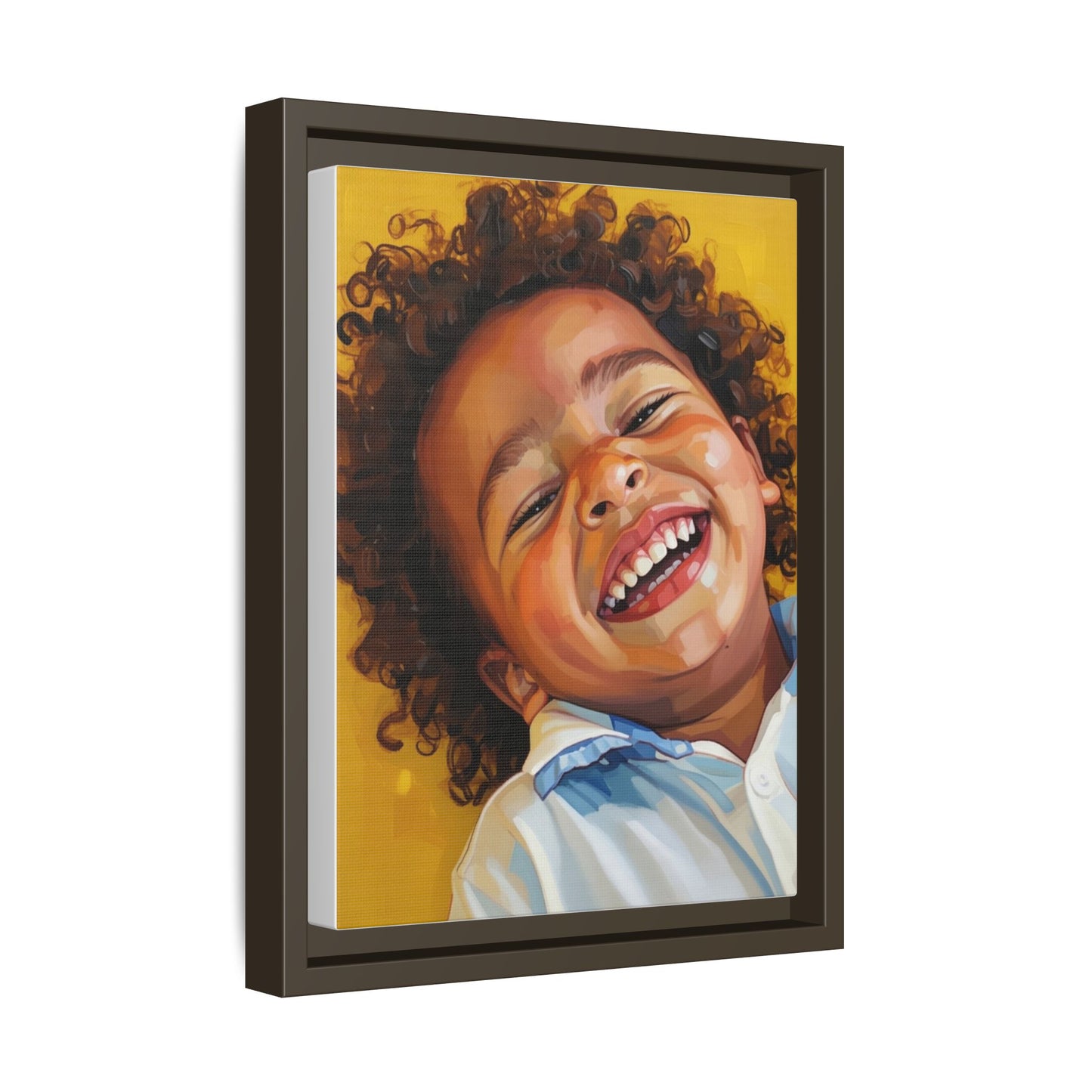 Framed Matte Canvas Print – Joyful Child Portrait, Colorful Nursery Wall Art