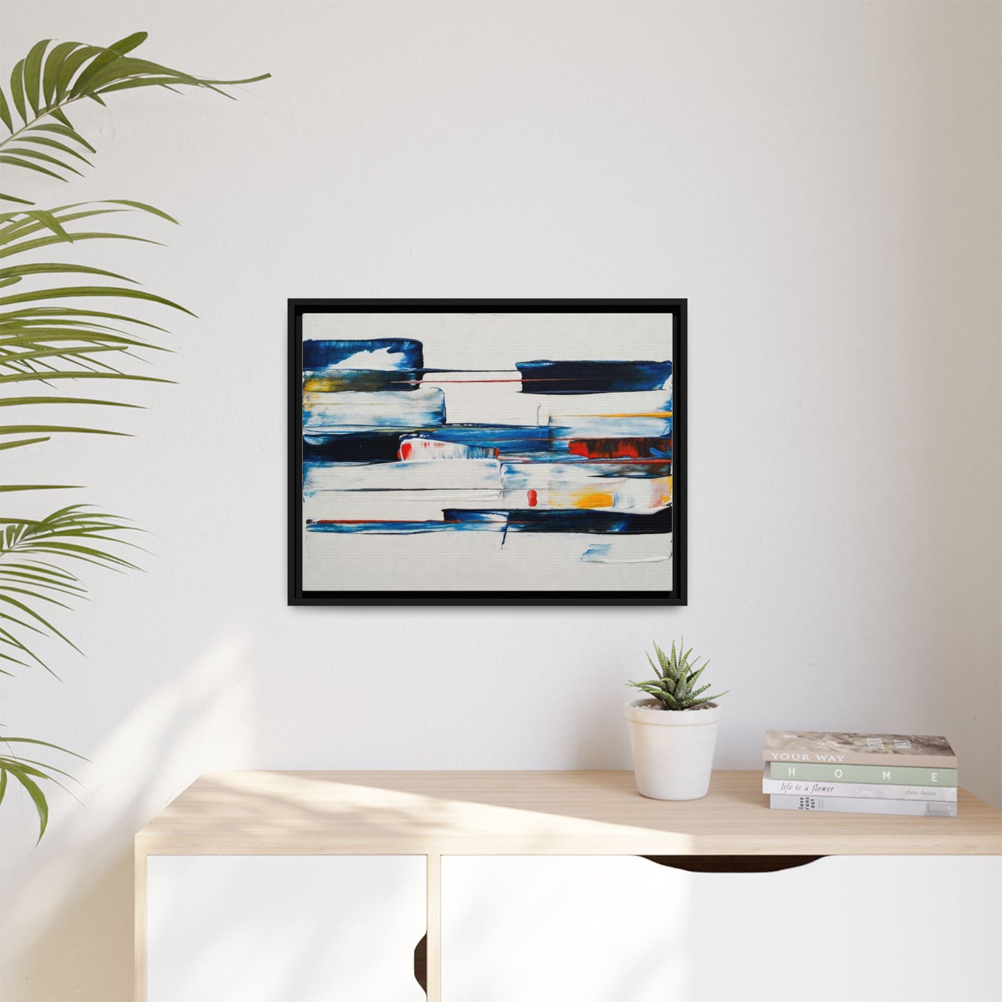 Abstract Coastal Brushstrokes Framed Canvas Print