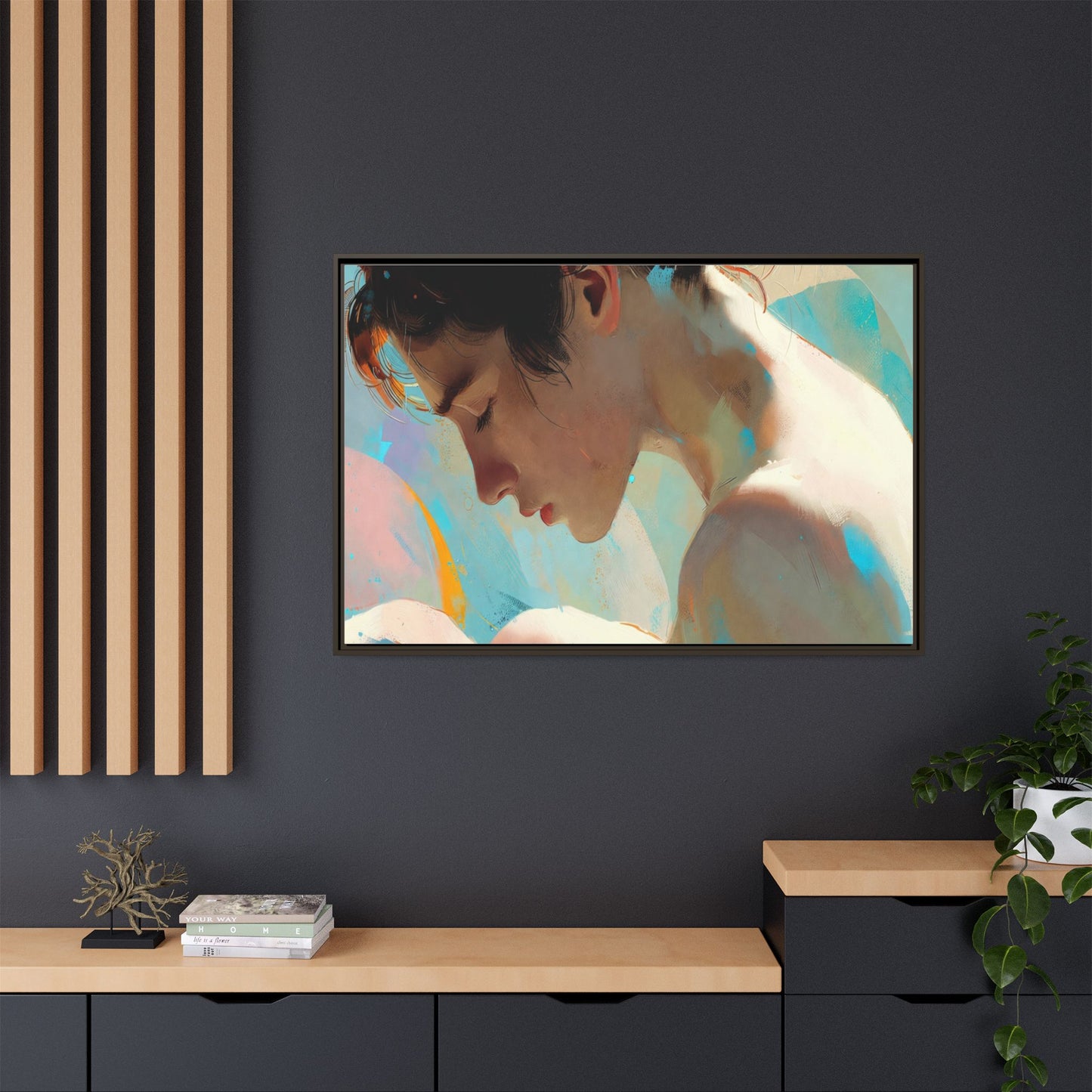 Framed Matte Canvas Print — Dreamy Portrait Art (Multi‑Color)