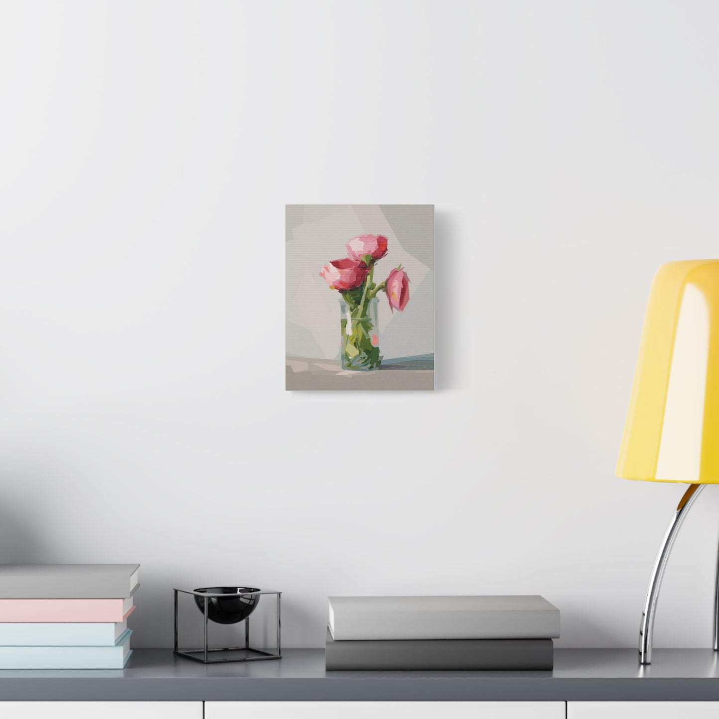 Pink Floral Vase Canvas Print — Stretched Matte Wall Art