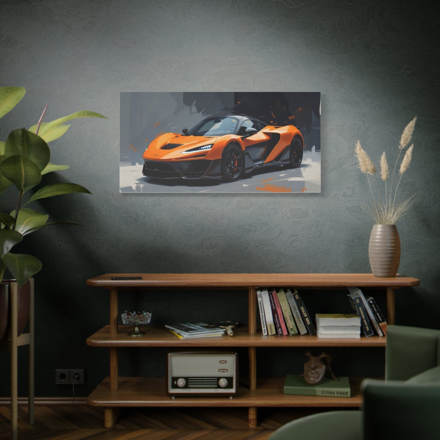 Orange Supercar Matte Canvas Wall Art – Stretched 1.25" Sports Car Print